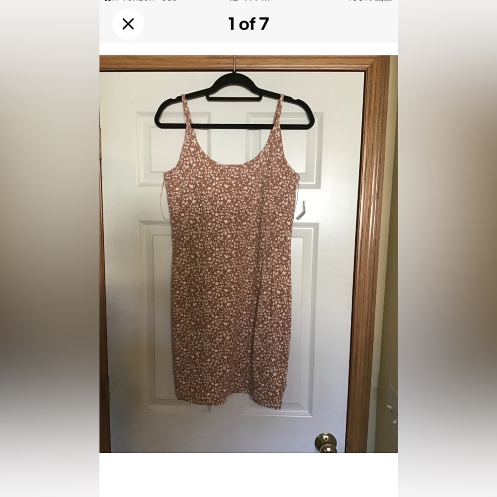 NWT OPD NAVY Fitted Rib-Knit Cami Mini Dress Color: Brown Floral XL